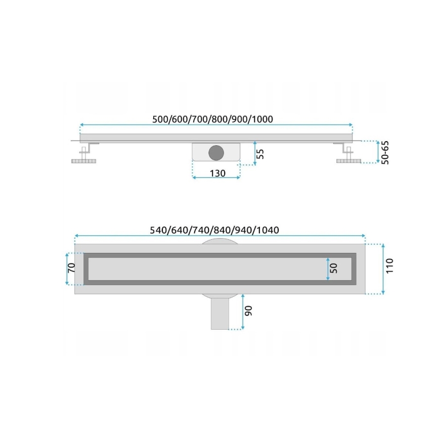 REA-G7802 - Duschrinne NEOX PRO 70 cm Edelstahl/schwarz