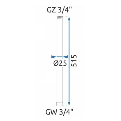 REA-K0881 - Verlängerungsstange für Dusch-/Wannen-Set 51,5 cm glänzender Chrom