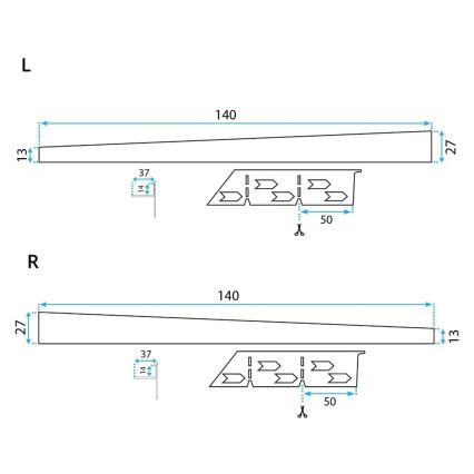 REA-K3218 - Gefälleleiste 140 cm schwarz