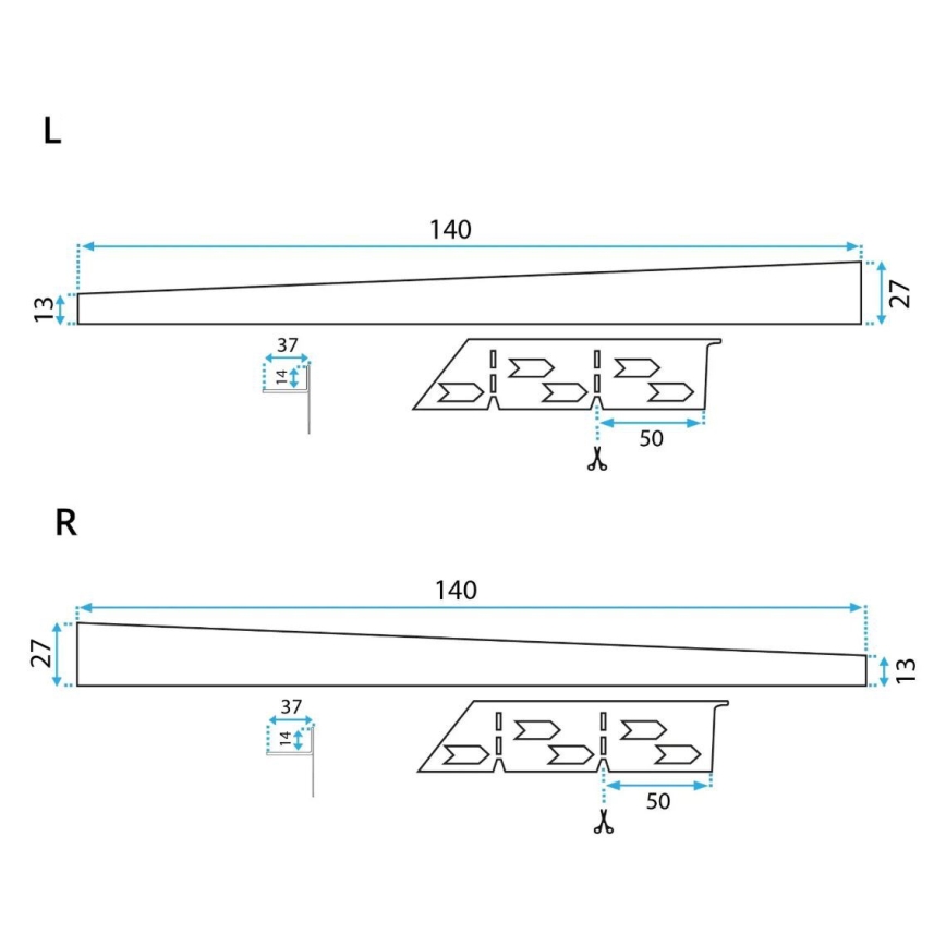 REA-K3218 - Gefälleleiste 140 cm schwarz