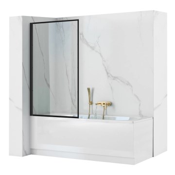 REA-K7632 - Schwenkbare Badewannenabtrennung LAGOS 140x70 cm schwarz/klarglas
