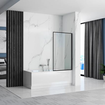 REA-K7632 - Schwenkbare Badewannenabtrennung LAGOS 140x70 cm schwarz/klarglas