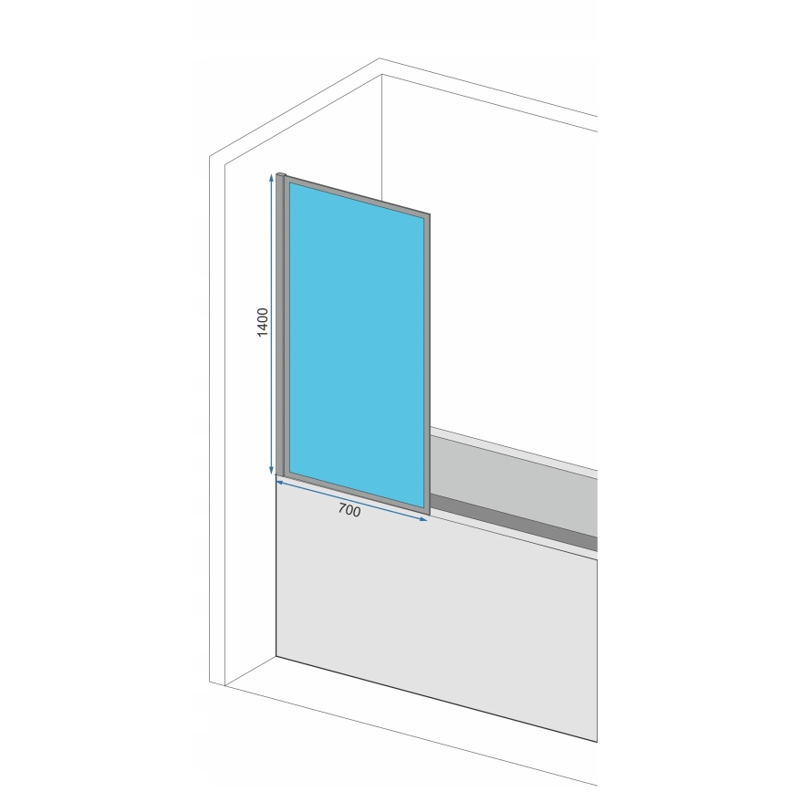 REA-K7632 - Schwenkbare Badewannenabtrennung LAGOS 140x70 cm schwarz/klarglas