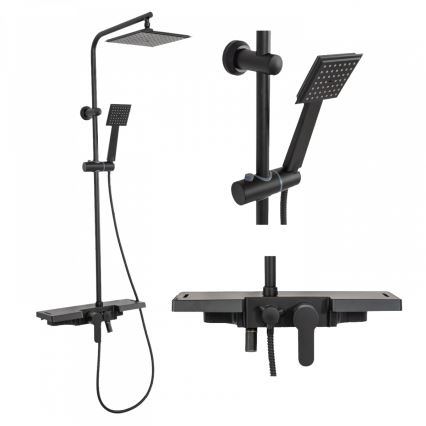 REA-P0636 - Duschset mit Armatur BRAVO matt schwarz
