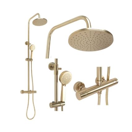 REA-P2323 - Duschset mit thermostatischer Armatur PAROT, gebürstetes Gold