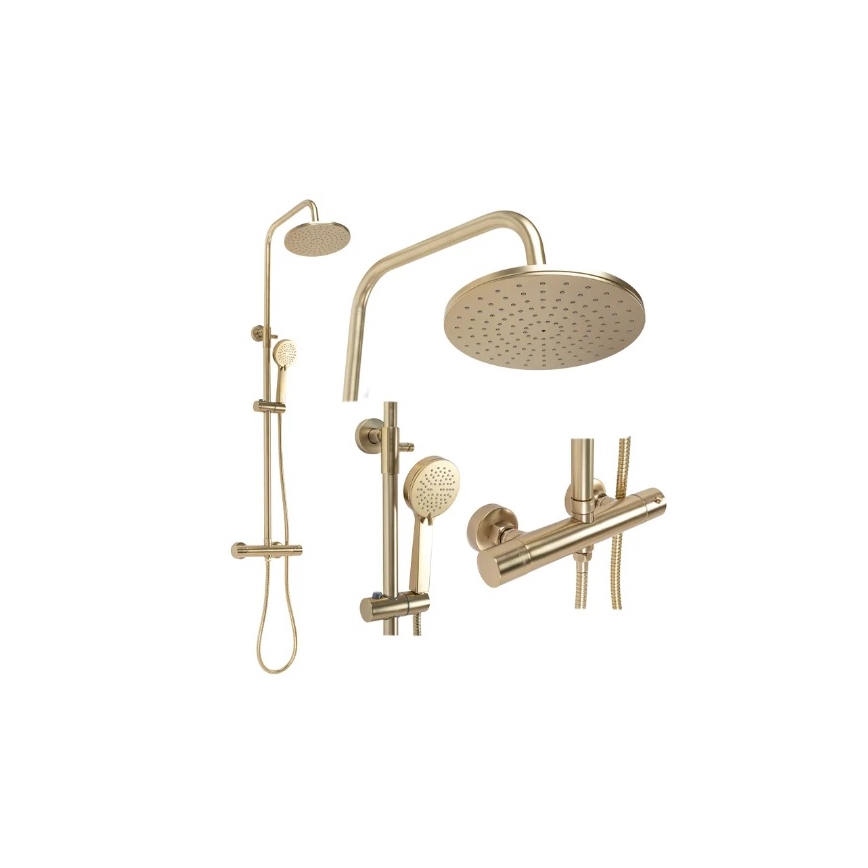 REA-P2323 - Duschset mit thermostatischer Armatur PAROT, gebürstetes Gold