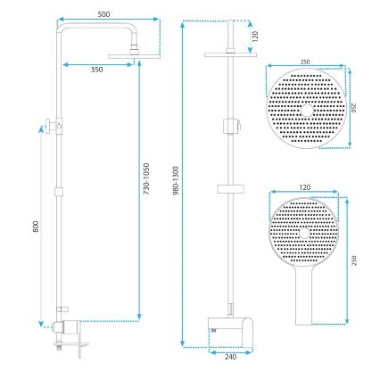 REA-P2400 - Duschset mit Mischbatterie AVALON gebürstetes Gold