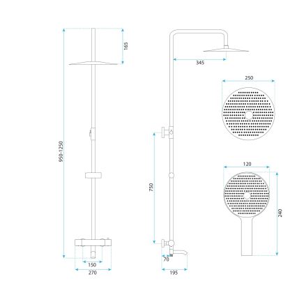 REA-P5960 - Duschset mit thermostatischer Armatur LUNGO DIAMOND, goldfarben