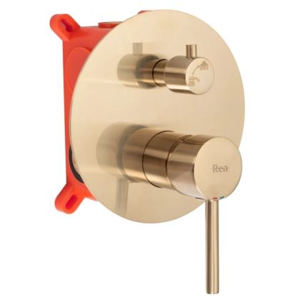 REA-P6609 - Duschset mit thermostatischer Unterputzarmatur LUNGO, gebürstetes Gold