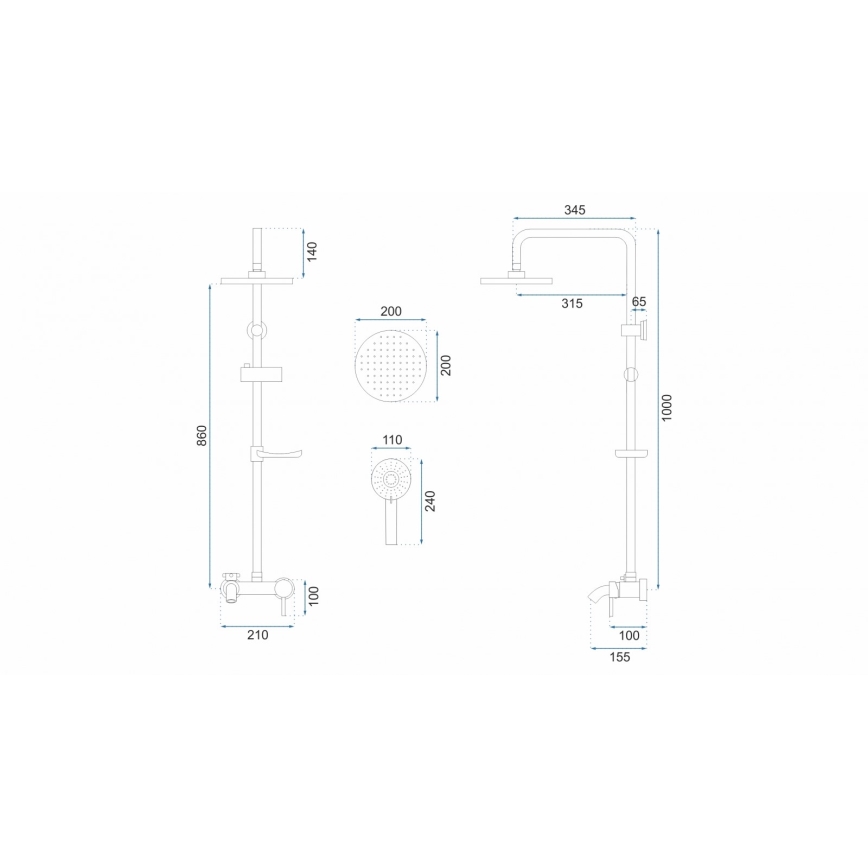 REA-P7006 - Duschset mit Mischbatterie LUIS in Gold