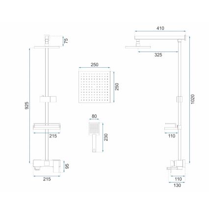 REA-P7050 - Duschset mit Armatur JACK, gebürstetes Gold