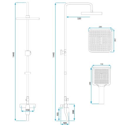 REA-P7841 - Duschset mit Armatur ARGUS in gebürstetem Gold