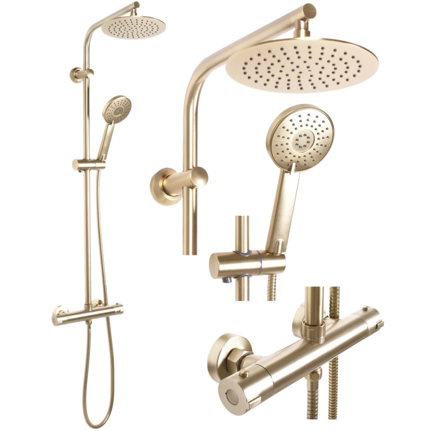 REA-P8413 - Duschset mit Thermostatarmatur BLISS, gebürstetes Gold