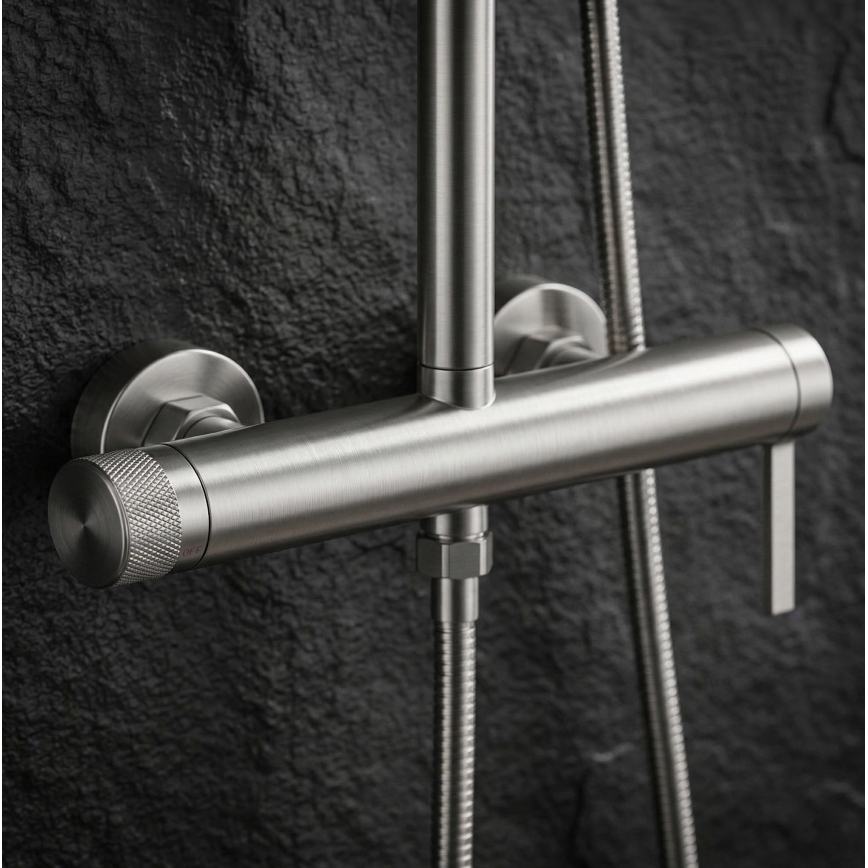 REA-P9498 - Duschset mit RIVO-Armatur in gebürstetem Stahl