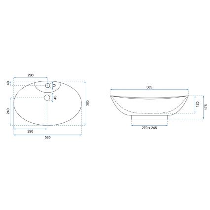 REA-U0160 - Aufsatzwaschbecken ROSA 38,5x58,5 cm Keramik/glänzend weiß