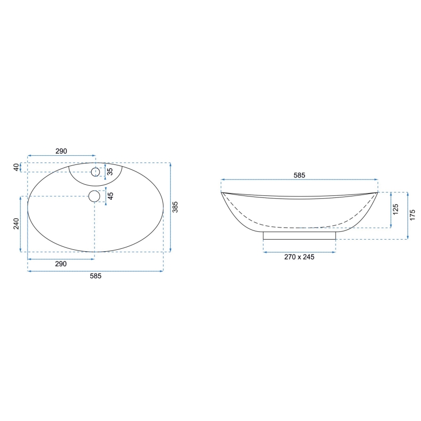 REA-U0160 - Aufsatzwaschbecken ROSA 38,5x58,5 cm Keramik/glänzend weiß