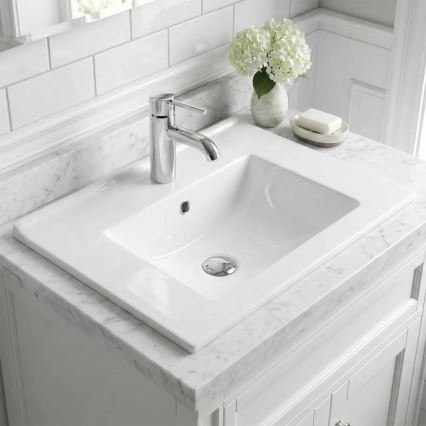 REA-U0190 - Eingelassenes Waschtischbecken DAFNE 46,5 × 72 cm Keramik/glänzend weiß