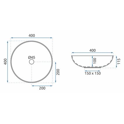 REA-U0267 - Aufsatzwaschbecken ARTE Ø 40 cm, Keramik mit Ornamentmuster