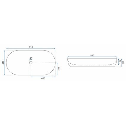 REA-U0563 - Aufsatzwaschbecken CLEO 41x81 cm Keramik/glänzend weiß