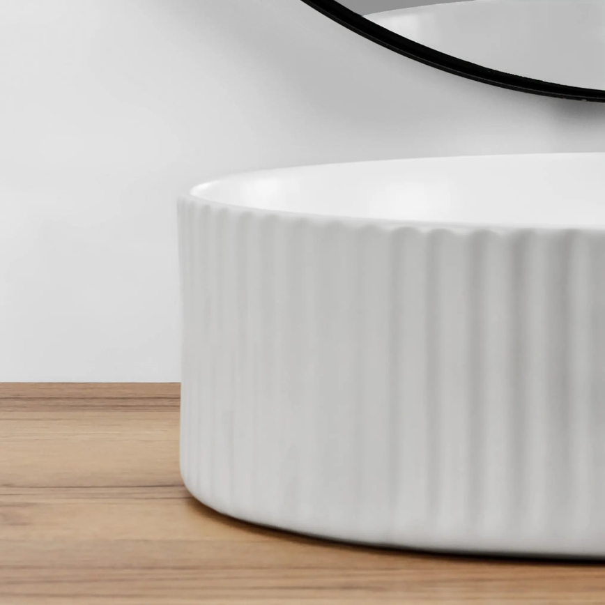 REA-U0601 - Aufsatzwaschbecken DELIA 36 cm, glänzend weiß/Steinoptik