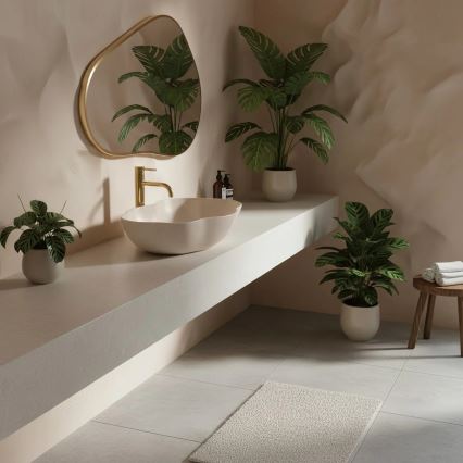 REA-U0617 - Aufsatzwaschbecken PEARL 38x50,5 cm Keramik/beige/Steinoptik