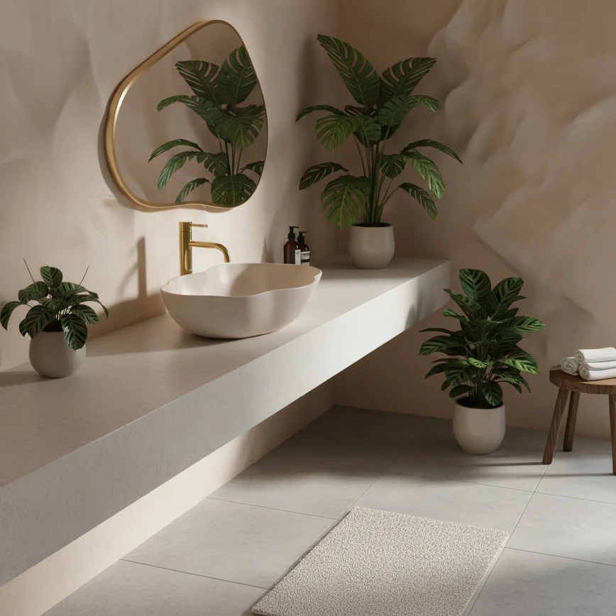 REA-U0617 - Aufsatzwaschbecken PEARL 38x50,5 cm Keramik/beige/Steinoptik