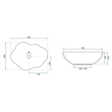 REA-U0617 - Aufsatzwaschbecken PEARL 38x50,5 cm Keramik/beige/Steinoptik