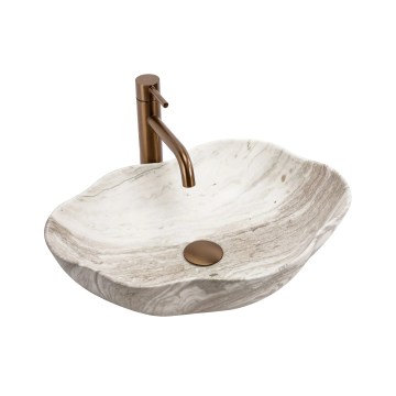 REA-U0618 - Aufsatzwaschbecken PEARL 38x50,5 cm Keramik/beige/Steinoptik