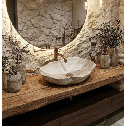 REA-U0618 - Aufsatzwaschbecken PEARL 38x50,5 cm Keramik/beige/Steinoptik