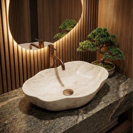 REA-U0619 - Aufsatzwaschbecken PEARL 38x50,5 cm Keramik/beige