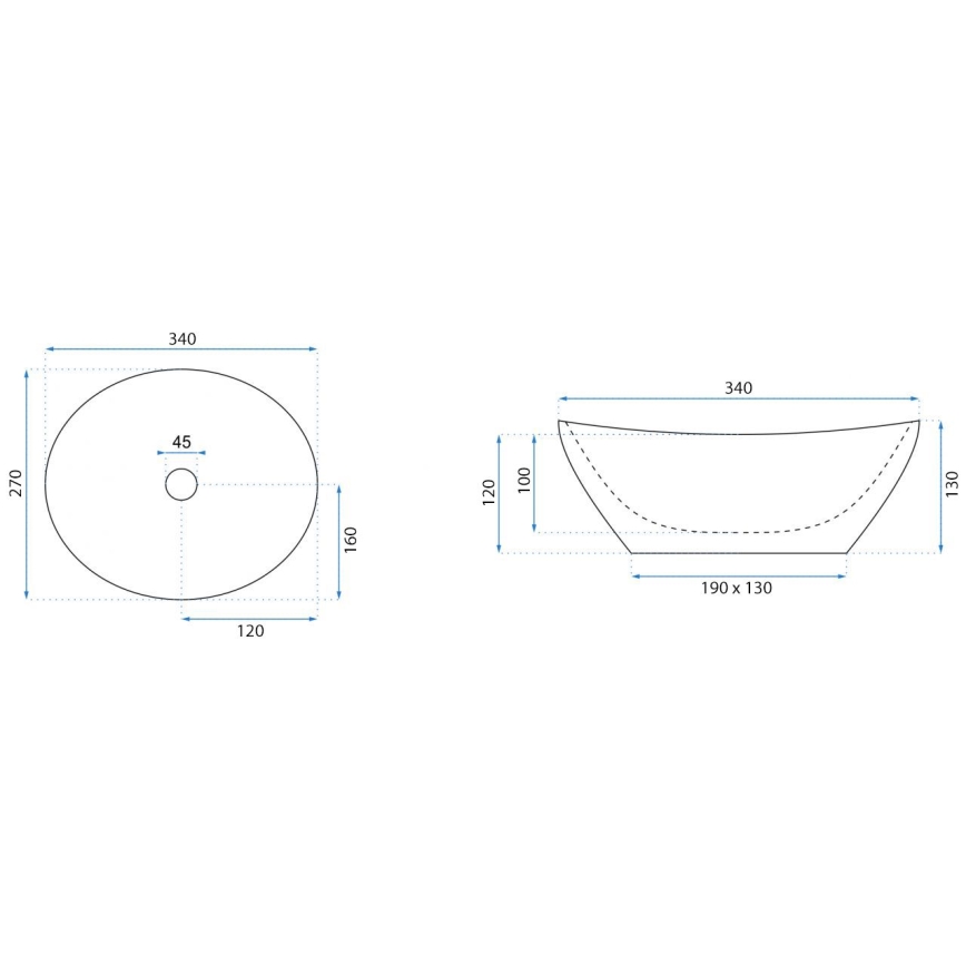 REA-U0623 - Aufsatzwaschbecken SOFIA MINI 27x34 cm, Keramik, Hochglanzweiß