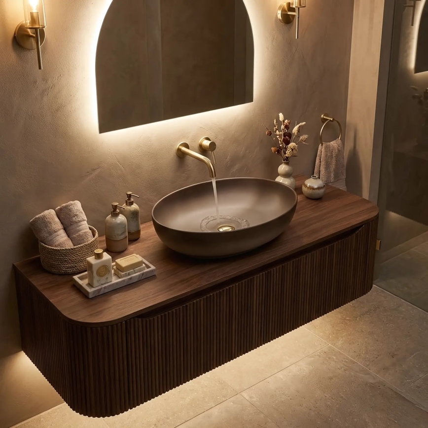 REA-U0627 - Aufsatzwaschbecken CAROLA 39x51,5 cm Keramik/beige/braun