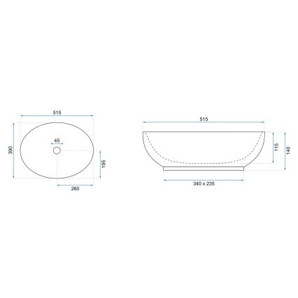 REA-U0627 - Aufsatzwaschbecken CAROLA 39x51,5 cm Keramik/beige/braun