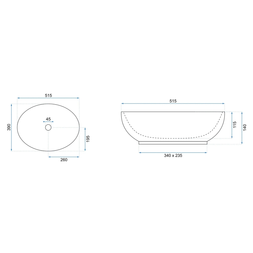REA-U0627 - Aufsatzwaschbecken CAROLA 39x51,5 cm Keramik/braun