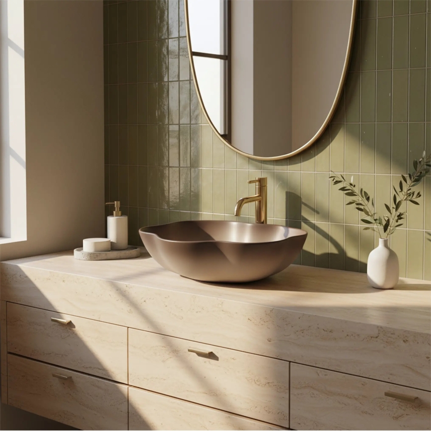 REA-U0629 - Aufsatzwaschbecken PEARL 38x50,5 cm Keramik/braun