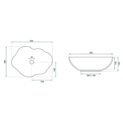 REA-U0629 - Aufsatzwaschbecken PEARL 38x50,5 cm Keramik/braun