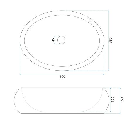 REA-U0634 - Aufsatzwaschbecken MIKA GABRO 38x50 cm schwarz/Steinoptik