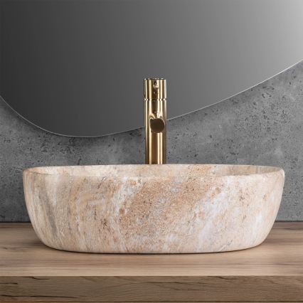 REA-U3000 - Aufsatzwaschbecken AMELIA 34,5x48 cm Keramik/beige/Steinoptik