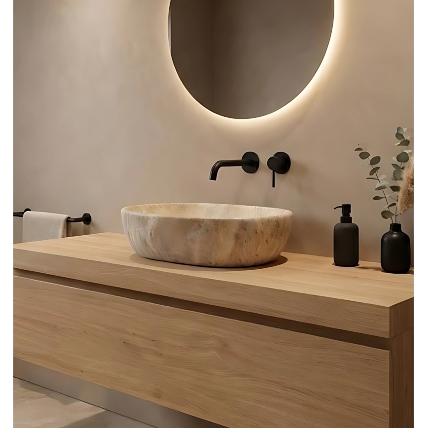 REA-U3000 - Aufsatzwaschbecken AMELIA 34,5x48 cm Keramik/beige/Steinoptik
