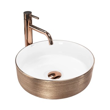 REA-U3303 - Aufsatzwaschbecken SAMI, Ø 37 cm, Keramik, Weiß/Gold