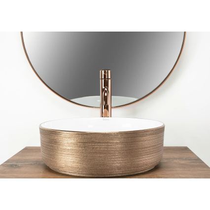 REA-U3303 - Aufsatzwaschbecken SAMI, Ø 37 cm, Keramik, Weiß/Gold