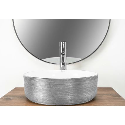 REA-U3304 - Aufsatzwaschbecken SAMI Ø 36 cm Keramik/weiß/silber