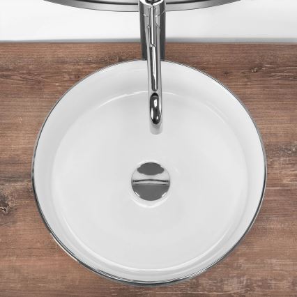 REA-U3304 - Aufsatzwaschbecken SAMI Ø 36 cm Keramik/weiß/silber