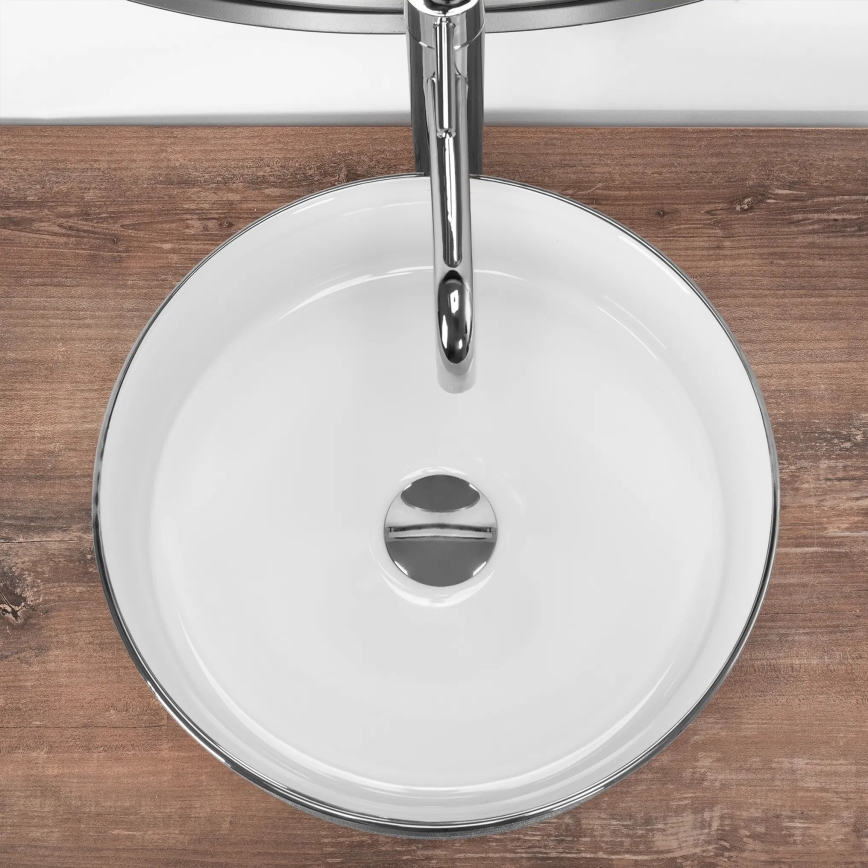REA-U3304 - Aufsatzwaschbecken SAMI Ø 36 cm Keramik/weiß/silber