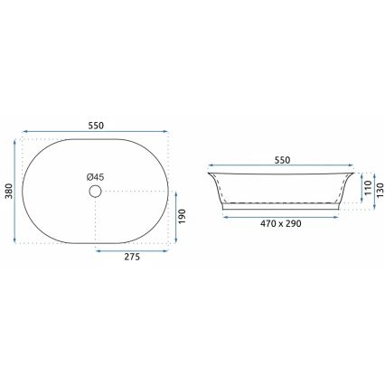 REA-U3305 -  Aufsatzwaschbecken WILMA RUSTIC 38x55 cm Keramik/kupferfarben