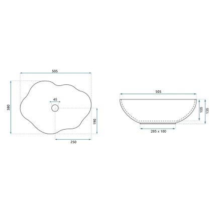 REA-U3309 - Aufsatzwaschbecken PEARL 38 x 50,5 cm Keramik/mehrfarbig
