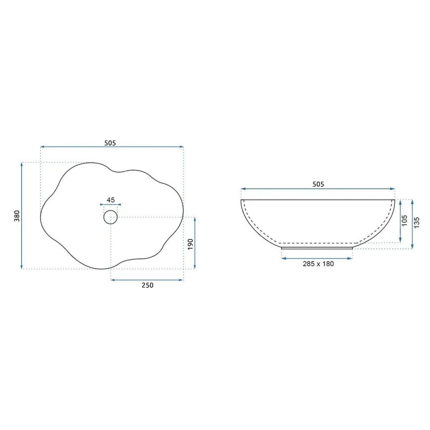 REA-U3309 - Aufsatzwaschbecken PEARL 38 x 50,5 cm Keramik/mehrfarbig