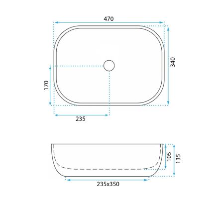 REA-U3323 - Aufsatzwaschbecken BELINDA 33,5x46,5 cm Keramik/Steinoptik