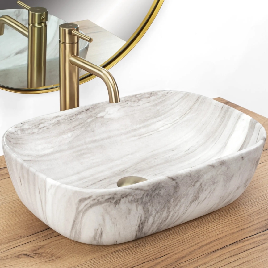 REA-U3324 - Aufsatzwaschbecken BELINDA 33x46 cm Keramik/grau/Steinoptik