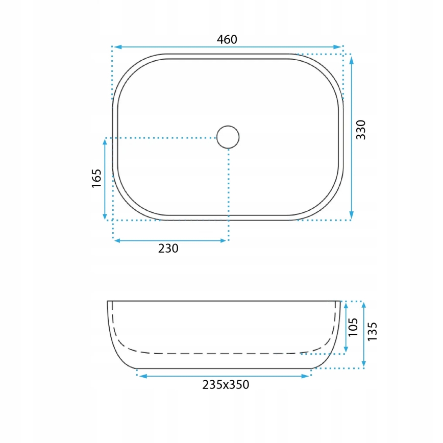 REA-U3324 - Aufsatzwaschbecken BELINDA 33x46 cm Keramik/grau/Steinoptik